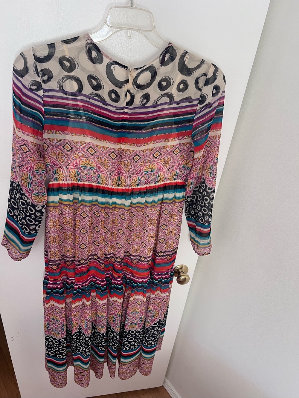 Anthropologie Multicolor Boho Maxi Dress in Pink, Teal & Black